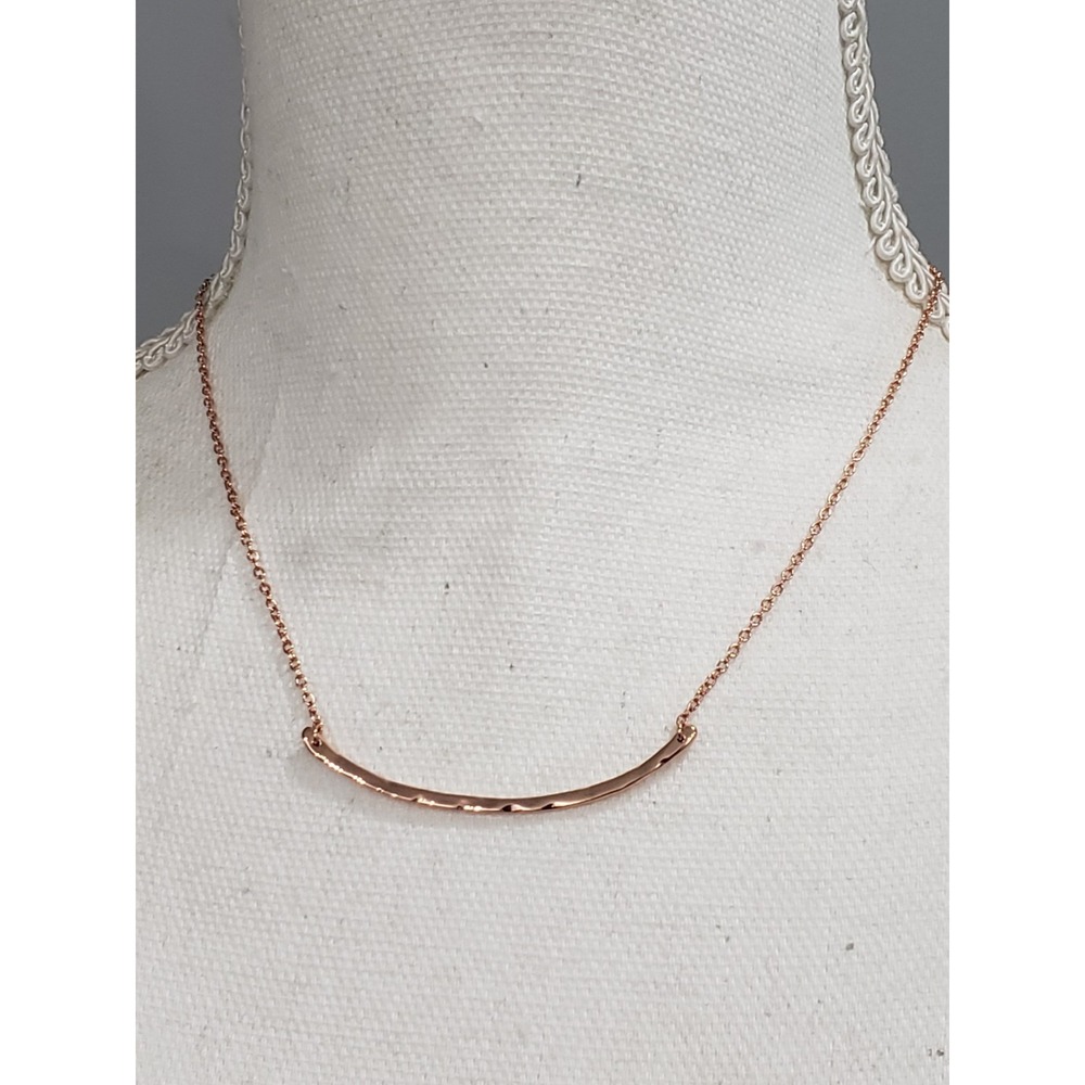 NEW GORJANA Tanner Rose Gold 16" Bar Necklace HAMMERED DAINTY THIN